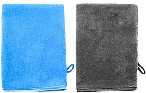 2 Stück Mikrofaser Waschhandschuhe Weich und Saugfähig Waschhandschuhe zum Abschminken und Waschen des Gesichts Superweiche Mikrofaser Badehandschuhe für empfindliche Haut - 15x20 cm