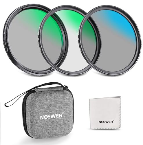 NEEWER 67mm UV/CPL/ND Objektivfilter Kit mit Hartschalenkoffer, mehrfach vergütetes optisches Glas & Aluminiumrahmen,UV + Zirkularpolarisator (CPL) + Neutraldichte (ND4) Filter für 67mm Kameraobjektiv