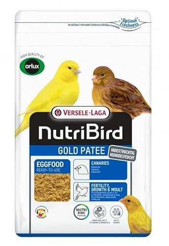 Versele-Laga NutriBird Gold Patee Kanarien Futter | 1 kg | Gebrauchsfertiges Eifutter für Kanarien, Exoten & Waldvögel | Mit 100% natürlichem Honig angefeuchtet | Mit Lysin & Methionin