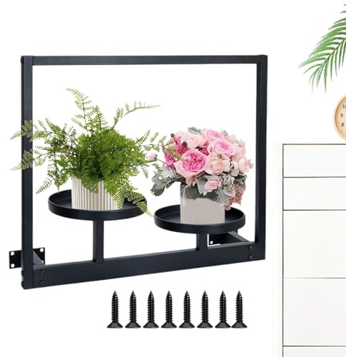Murale – Effet de en métal, Support de Pot de Fleurs | Support Multifonctionnel, Espace de décoration d'intérieur pour Salon, Appartement, entrée, Cour, Balcon, terrasse, Serre