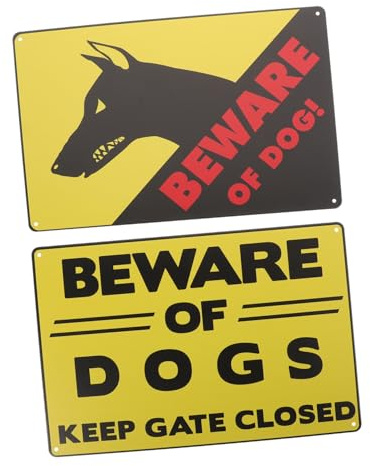 Milisten 2piezas Señales Metálicas De Advertencia Cuidado Perro Cartel Vintage Para Jardín Exterior Patio
