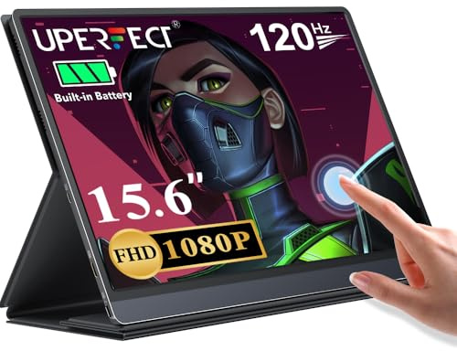 UPERFECT Monitor Portatile Touchscreen, 15,6 Pollici 120Hz Secondo Schermo con 10800mAh Batteria, 1920x1080 FHD IPS Display con Mini HDMI/USB C per Laptop XBO Switch P-S4/5