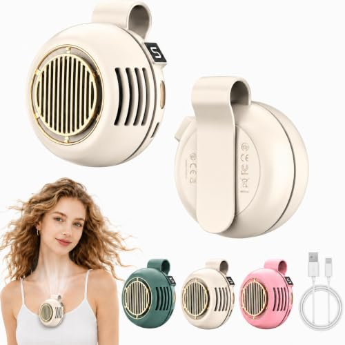 Clip On Fan for Clothes, Wearable Portable Mini Body Fans, 2026 New Hands Free Personal Small Fan for Waist Shirt Neck Hat, Rechargeable Bladeless Cooling Fans for Outdoor Travel Office (White)