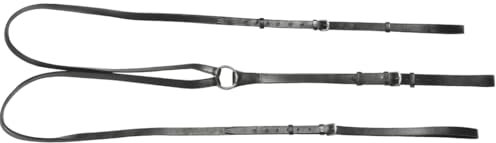 AMKA Dreieckszügel verstellbar, Wienerzügel aus Leder, ideal zum Longieren Pony SCHWARZ, Hilfszügel