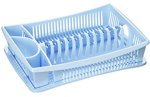 WELLGRO Abtropfgestell - Abtropfgitter - Geschirr Abtropfkorb - Abtropfständer - Abtropfschale - Geschirrabtropfständer - Made IN Europe, Farbe:Blau