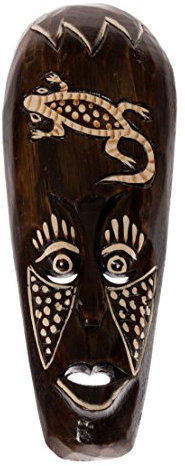 Ciffre 30cm Holz Maske Holzmaske Wandmaske Skulptur Handarbeit Gecko Bali HM3000033