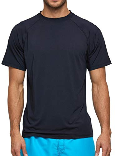 Arcweg Rashguard Men Short Sleeves Diving UV Protection UPF 50+ Elastic Rash Vest Loose Fit Top Swimming Quick Drying Surfing Pool T-Shirt Sports Top Rashie 3XL(EU) Black