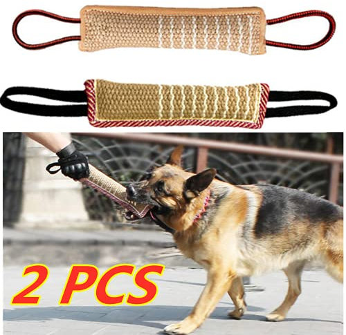 AzulLanse 2 Stück Beisswurst für Hunde,Jute Beisswurst K9 Training mit 2 Griff,Hundebiss Schlepper Spielzeug,Hundespielzeug zum Hunde Training Tauziehen und Zerrspiele mit Hund,30cm