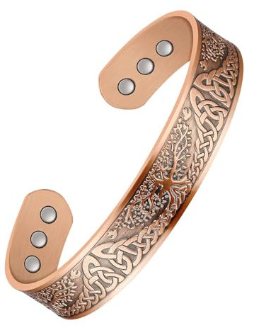 Jeracol Kupfer-Armband Männer und Frauen, 99% Reines Kupfer mit 6 Magneten,verstellbare Magnetarmband mit Schmuck-Geschenkbox
