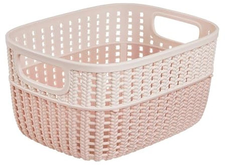 keeeper Aufbewahrungskorb in Strick-Optik, Seitengriffe, Luftdurchlässig, Kunststoff, 3,5 L, stine, Hellrosa