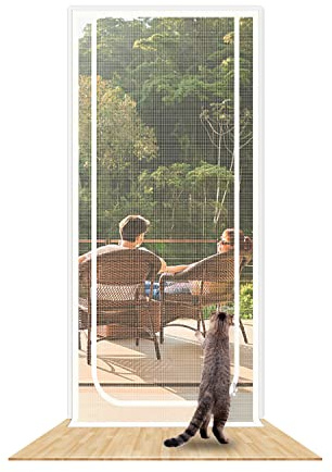 SHRRL Katgrind, balkongdörr 110 cm x 220 cm, tjockt kattskyddsgaller, flugskärm, vardagsrum, sovrum, kök, terrass, hund, katt, reptålig nätdörr med dragkedja