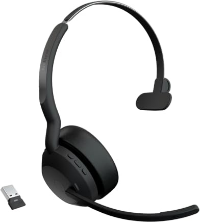 Jabra Evolve2 55 Mono Wireless Headset - Features AirComfort Technology, Noise-Cancelling Mics & Active Noise Cancellation - MS Teams Certified, Works with Other Platforms - Black