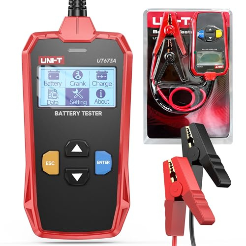 UNI-T UT673A Car Battery Tester - Advanced Conductance Technology, Tests 12V/24V Systems (CCA 40-2000A, 3-250Ah), Battery Health/Life/Charge & Starting System Diagnostics, quickly detect common faults