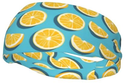 LamaMe Lemon Wedges Elastisches Sportschweißband für Herren und Damen, zum Laufen, Angeln, Fitness, Yoga, Schwarz , One size