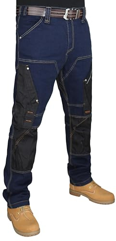 HASHOOB TRADING FZE Pantalones de Trabajo para Hombres Trabaja Jeans Pintores Pantalones con múltiples Bolsillos (2-AZUL3-30WX30L)