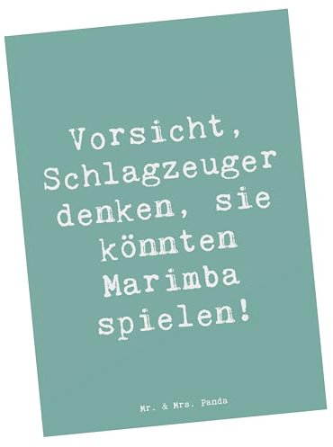 Mr. & Mrs. Panda Postkarte Spruch Marimba Humor - Geschenk, Schlagzeuger, Design, Feier, Melodien, denken, Musizieren, musikalische Begleitung, Vorsicht, Klang, personalisierte Geschenke