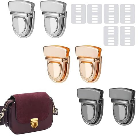 DHWEKU Taschenverschluss für häkeltaschen Verschluss Schloss für Tasche,taschenverschlüsse,6 Pcs steckschloss für taschen,Geldbörse Push Lock Sets,Portemonnaie Verschluesse,Mappenschloss,für DIY