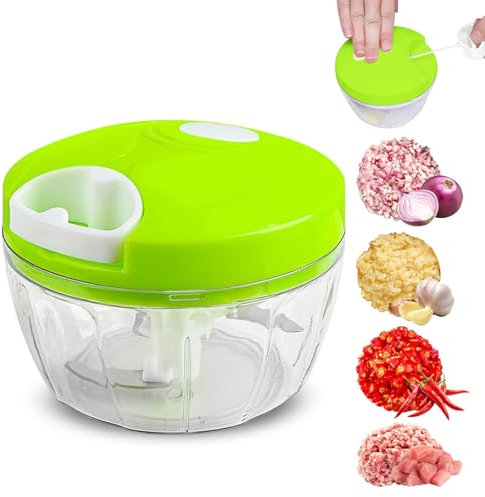 Hachoir Manuel pour Légumes, Ail et Oignons - Pour Fruits, Noix, Herbes - Vert