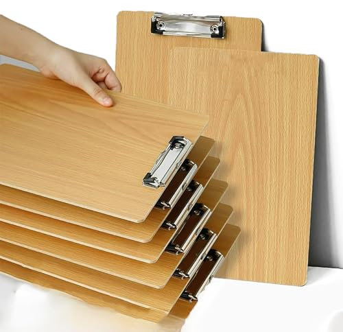 TOOSOAR 15 Stück Klemmbrett Holz A4,Schreibbrett Klemmbrett mit Metalklemme und Aufhängeose,für Unternehmen,Büro,Schule oder Restaurant