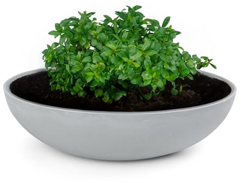 matches21 HOME & HOBBY Pot de fleurs pour extérieur en gris clair marbré, 30 x 9 cm, résistant aux intempéries