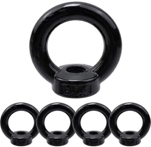 ORTAVA 5 dadi ad anello M5, dado con occhiello in acciaio inox, dado oculare, occhielli M5, acciaio inox A2 V2A, ossido nero, per appendere e fissare