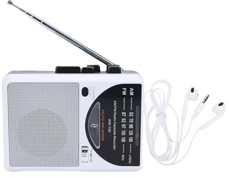 Odorkle Retro Radiobandspelare, Kassettbandspelare med Stor Högtalare, Hörlursuttag, Autoomvändning för Utomhusbruk, Bärbar Radio med LED-skärm