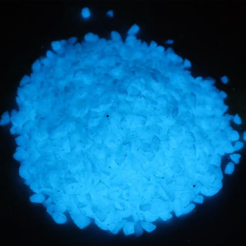 Emineyo Glow in the Dark Gravel Stones,Aquarium Gravel,Aquarium Sand,Decorative Glow Gravel Rocks for Fairy Garden Fish Tank Succulents Pot Vase Filler Decor, 1 Pound (Sky Blue, 3-5mm)