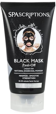 SpaScriptions 5 oz 150 ml Black Mask, Blackhead Remover Mask, Blackhead Peel Off Face Mask, Charcoal Face Mask, Blackhead Mask, Deep