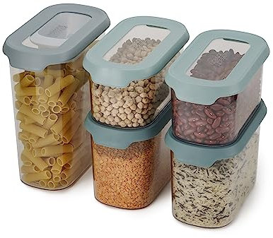 Joseph Joseph Cupboardstore Platz sparende Küche Schrank luftdicht Lebensmittel Lagerung Set, Satz von 5 plus praktische Schaufel - klar, Opal