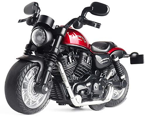 MING YING 66 Mini Toy Motorcycle - Pull Back Toy Cars with Sound and Light Toy,Toy Motorcycles for Toddlers,Motorcycle Toys for Boys Age 3-9 (Red)