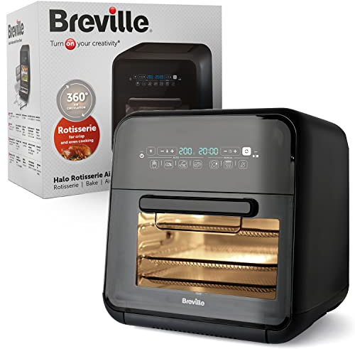 Breville Halo-Heißluftfritteuse mit Grillfunktion | digitale XXL-Heißluftfritteuse | 10 l | Frittieren, Backen & Dörren | 2.000 W | energieeffizient | schwarz und grau [VDF127X]
