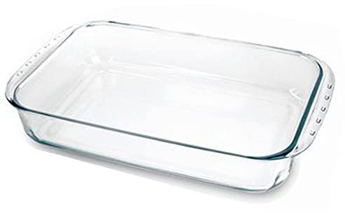 Tradineur - Fuente para horno rectangular - Fabricado en Vidrio - Apto para microondas, congelador y lavavajillas - 5 Litros - 7,2 x 40,4 x 25 cm