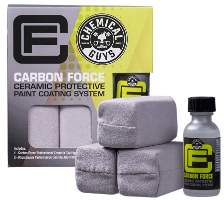 Chemical Guys Carbon Force Ceramic Protective Paint Coating System, Professional-Grade Protection, Gloss and Durability, Ceramic Coating Kit with 3 Microsuede Applicators, 1 fl oz