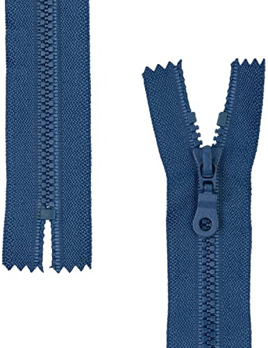 Nicht teilbarer Reißverschluss, 2 Stück, 25 cm Schienenlänge, in Dunkelblau, #3 RV Größe, 4,5 mm Schienenbreite, 30 mm Bandbreite, Ersatz Reissverschluss Kunststoff, Kunststoffreissverschluss # 3