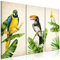 decomonkey Bilder Vogel 120x80 cm 3 Teilig Wandbild Groß Leinwandbild XXL Deko Wohnzimmer Schlafzimmer Büro Wanddeko Leinwand Pictures For Wall Poster Natur Botanik Papagei Blätter beige grün