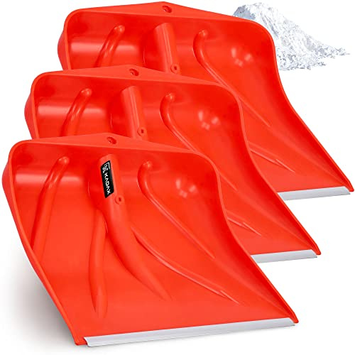 KADAX Orange snöplog, snöskyffel utan skaft, snöskyffel med aluminiumkant, snöskyffel av plast (3, bredd: 46,5 cm)
