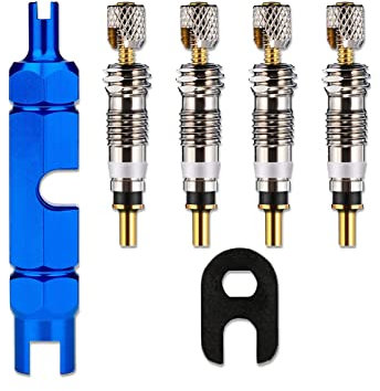 REQAG 6 Stück Fahrradventil Adapter Französisches Ventil Sclaverandventil Ersatz Presta Ventileinsatz Ventilkappen Fahrrad Ventil Adapter mit Ventileinsatzentfernungswerkzeug zur Fahrradreparatur