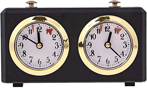 Bekasa Horloge d'échecs, minuterie mécanique pour jeu de société de tournoi, minuterie classique en bois et en plastique (noir)