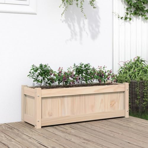Cosisti Jardineras Exterior Grandes 90x31x31 cm, Macetero Grande, Maceteros de Madera para Plantas, Jardinera de Madera para Jardín Balcón o Terraza Pino Natural