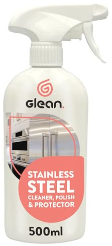 GLEAN Stainless Steel Cleaner & Polish Spray | 500ml | Shines and Protects | Ideal Steel Cleaner For Fridges, Sinks, Kitchen Appliances | Removes Dirt, Grease and Fingermarks