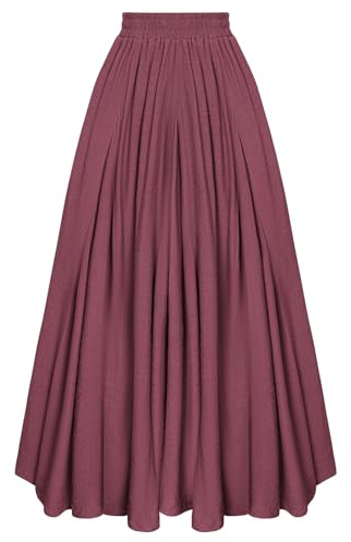 SCARLET DARKNESS Gonna Lunga Donna Elegante Invernale a Vita Alta con Elastico, Stile Medievale