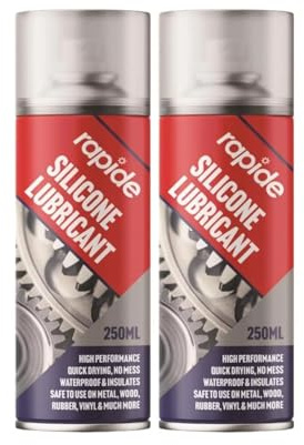 GSV Essentials Silicone Lubricant Aerosol Spray, High Performance, Quick-Drying, Non-Cracking, Waterproof And Insulates, Ideal Use For Metal, Wood, Rubber, Vinyl, 250ml (2PCS)