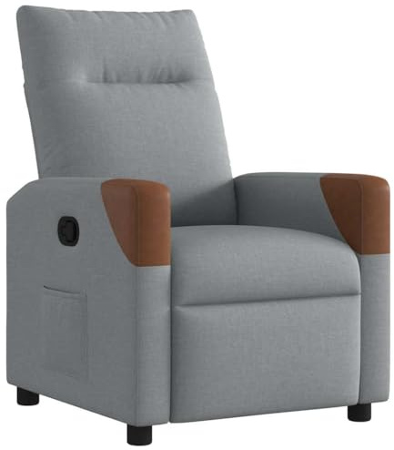 vidaXL Poltrona Reclinabile in Tessuto Grigio Chiaro, poltrona reclinabile, poltrona elettrica, poltrona singola, poltrona reclinante, poltrona
