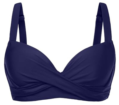 Aqua Eve Women Underwire Bikini Top - Push Up Swimsuit Top Bra Padded Bathing Suit 2025 Twist Front Swimwear, Navy Blue, Medium