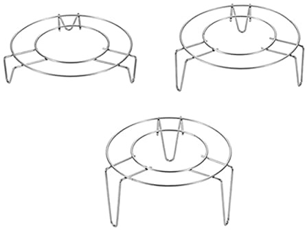 Alipis 3pcs Stainless Steel Steamed Rack Set Heat Insulation Pan Pad Three-legged Steaming Rack for Dumplings Fish and Vegetables