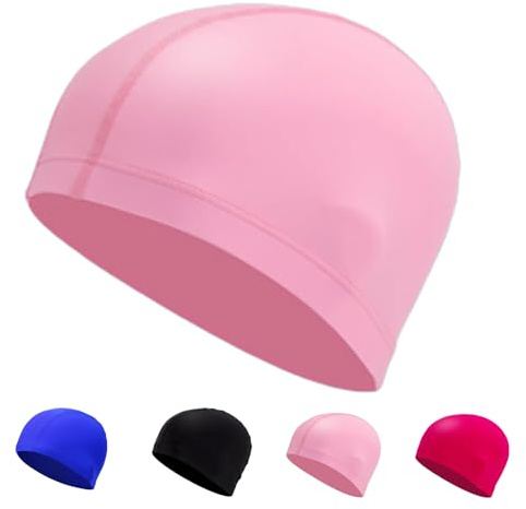 SSKHE 1 st badmössa, vuxna, barn, elastisk mössa, herr, svart, rosa, blå, mörkrosa för kvinnor (rosa)