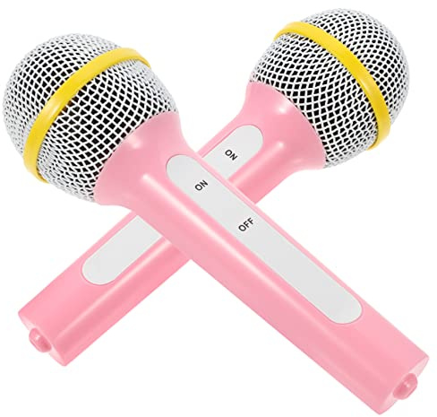 SUPVOX 2pcs Kids Plastic Microphone Toy Prop for Children, Pink Creative Pretend Play Microphones for Parties and Role Playing