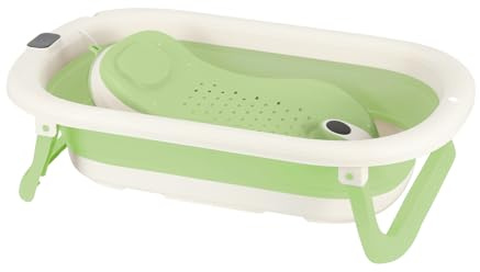 Baignoire pour Enfants en PP+PTE Antidérapante Baignoire Pliable pour BébéGain de Place Baignoire pour Les Nouveau-nés B-43 * 71 * 18,5 cm (vert)