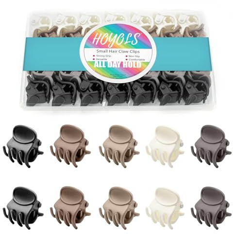 HOYOLS Pinzas Pequeñas para el Cabello para Mujeres, 35 Piezas Mini Horquillas Antideslizantes para Flequillo y Mechas, Accesorios para Cabello Fino y Corto en Colores Mate (Tonos Neutros Clásicos).