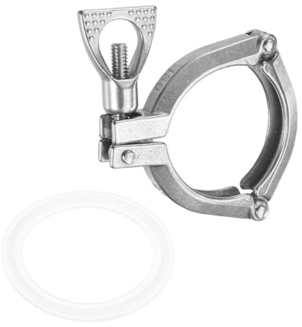 sourcing map Stainless Steel Single Pin Tri Pipe Clamp 2-1/2 (64mm) Sanitary Clamp with Wing Nut Fitting Connection with Silicone Gasket for Food Beverage Cosmetics Factory Pipes